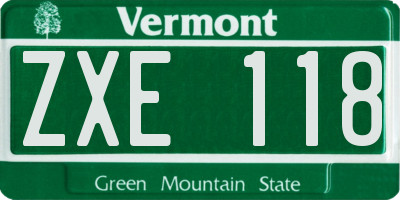 VT license plate ZXE118
