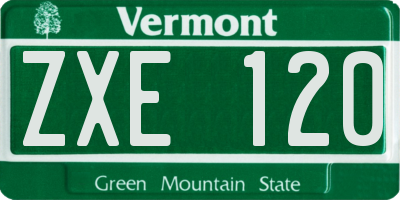 VT license plate ZXE120