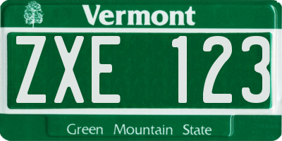 VT license plate ZXE123