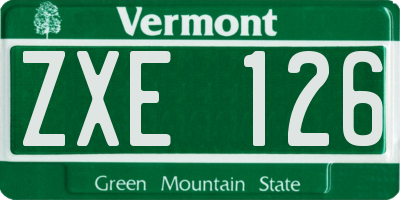 VT license plate ZXE126