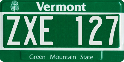 VT license plate ZXE127