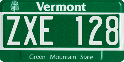 VT license plate ZXE128