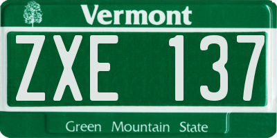 VT license plate ZXE137