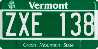 VT license plate ZXE138