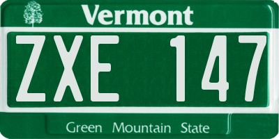 VT license plate ZXE147