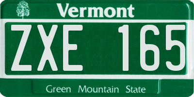 VT license plate ZXE165