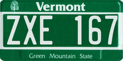 VT license plate ZXE167