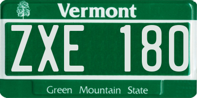 VT license plate ZXE180
