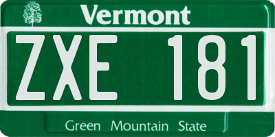 VT license plate ZXE181