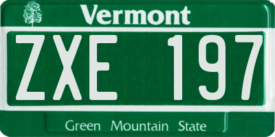 VT license plate ZXE197