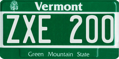 VT license plate ZXE200