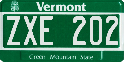 VT license plate ZXE202