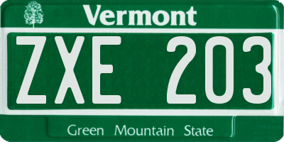 VT license plate ZXE203