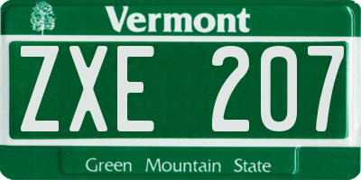 VT license plate ZXE207