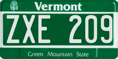 VT license plate ZXE209
