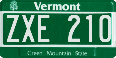 VT license plate ZXE210