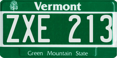 VT license plate ZXE213