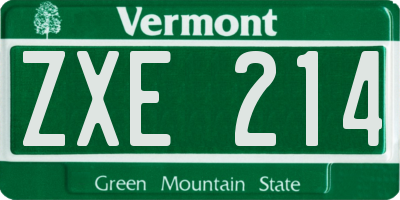 VT license plate ZXE214