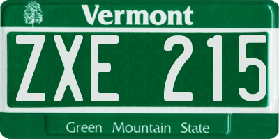 VT license plate ZXE215