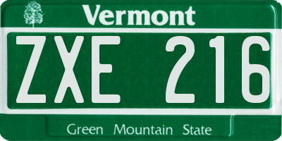 VT license plate ZXE216