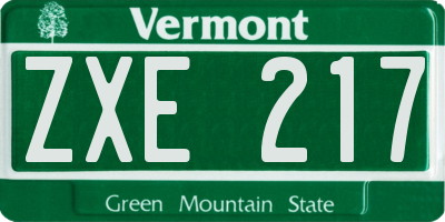 VT license plate ZXE217