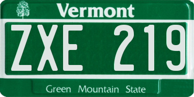 VT license plate ZXE219