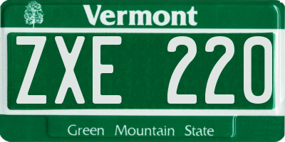 VT license plate ZXE220