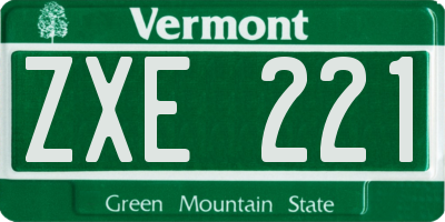 VT license plate ZXE221