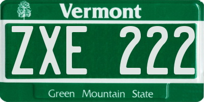 VT license plate ZXE222