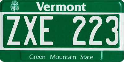 VT license plate ZXE223