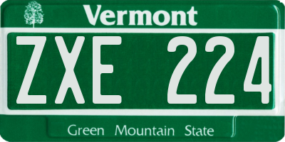 VT license plate ZXE224