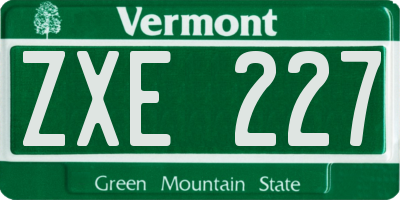 VT license plate ZXE227