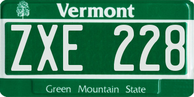 VT license plate ZXE228