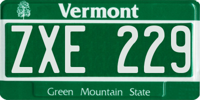VT license plate ZXE229