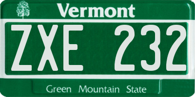 VT license plate ZXE232