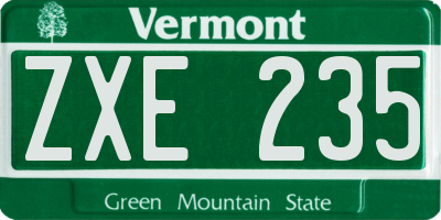 VT license plate ZXE235