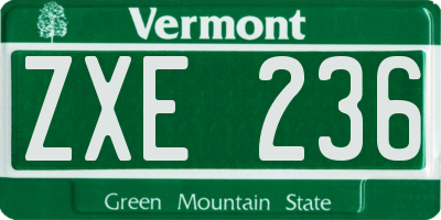 VT license plate ZXE236