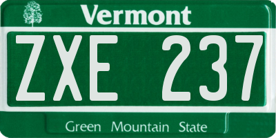 VT license plate ZXE237
