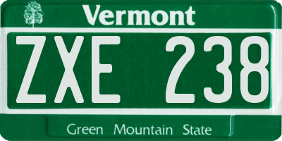 VT license plate ZXE238
