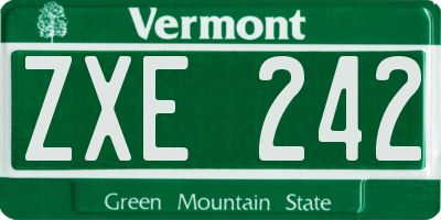 VT license plate ZXE242