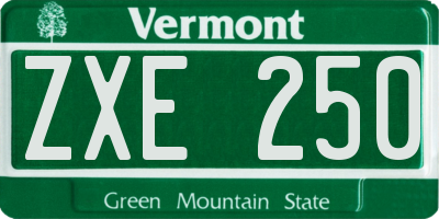 VT license plate ZXE250
