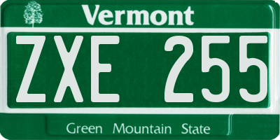 VT license plate ZXE255