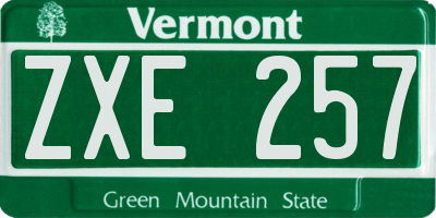 VT license plate ZXE257