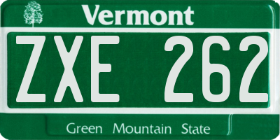 VT license plate ZXE262