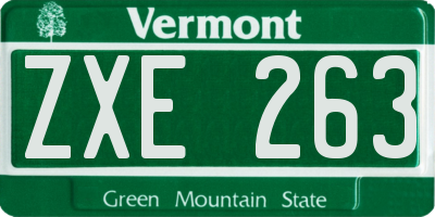 VT license plate ZXE263