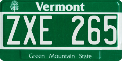 VT license plate ZXE265