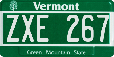 VT license plate ZXE267