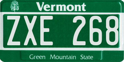 VT license plate ZXE268
