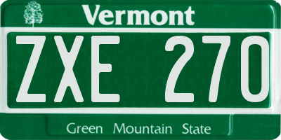 VT license plate ZXE270