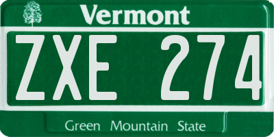 VT license plate ZXE274